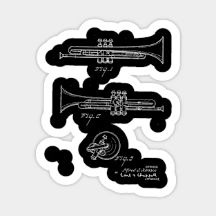 Trumpet Vintage Patent Drawing Sticker